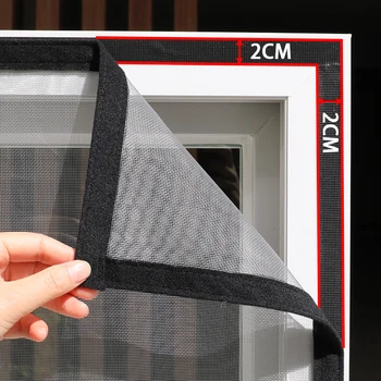 Écran durable amélioré de haute qualité multi-tailles, anti-moustiques et d'insectes, conception auto-adhésive, convient aux portes et fenêtres 1