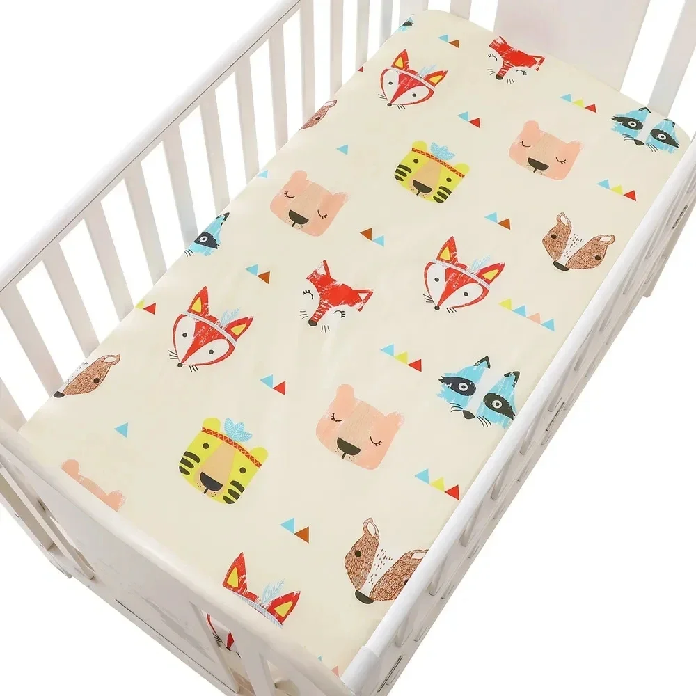 130*70 cm Lenzuola per culla Morbide coprimaterassi per lettino Stampa Set biancheria da letto per neonato Mini lenzuola per lettino per bambini in cotone - immagine 5