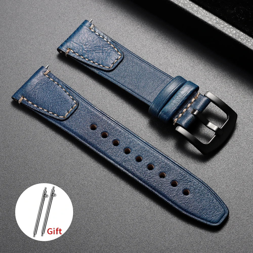 Premium Retro Leather Watch Strap - Cowhide Quick Release Universal Replacement Band