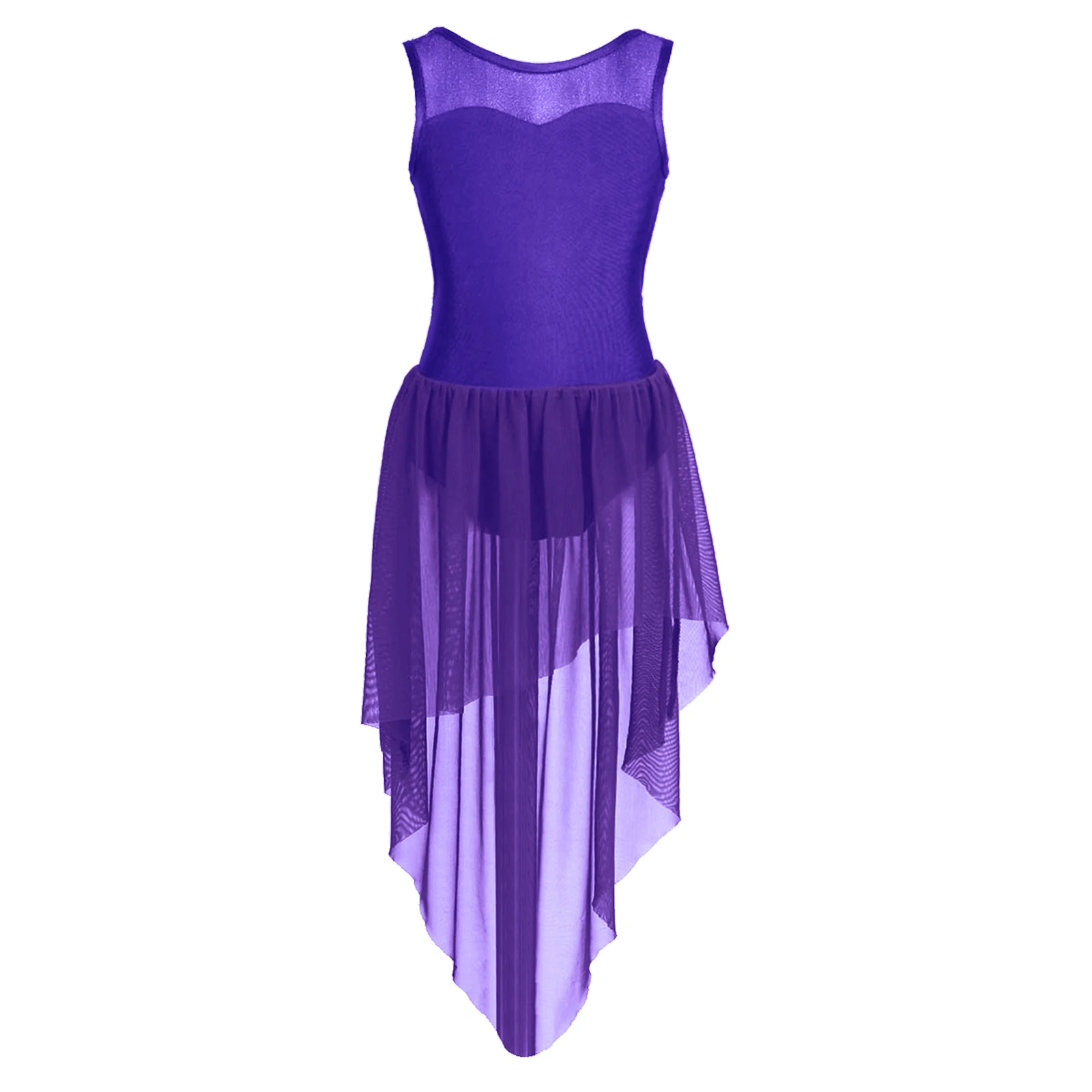 thumbnail image 1 of Trajes de niñas sin mangas bailarina tutú ropa de baile empalme espalda abierta dobladillo alto-bajo ballet danza clásica gimnasia leotardo vestido, 1 of 5