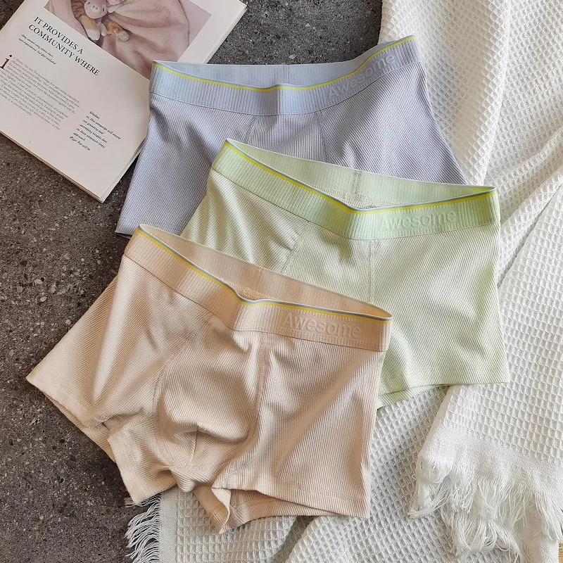 

Cream Burst Men's Underwear Waffle Ger Men's Pants Modal Cotton Boxers Youth Grid Trend Short Shorts