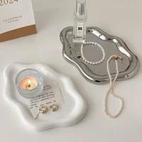 Jewelry Dish Creative White Cloud Shape Ceramic Plate Carving Plaster Decor Watch Keys Tray Holder Household Storage Ornament 2