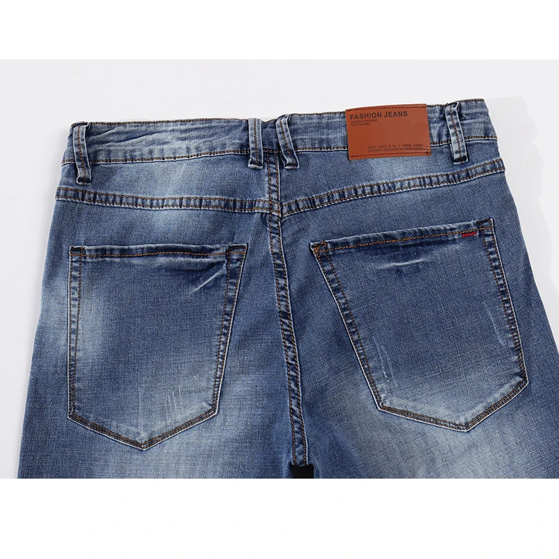 KSTUN Mens Jeans 2024 Spring Autumn Business Casual Straight Slim Fitness Elastic Blue Gentleman Trousers Cowboys Jean Hombre 4