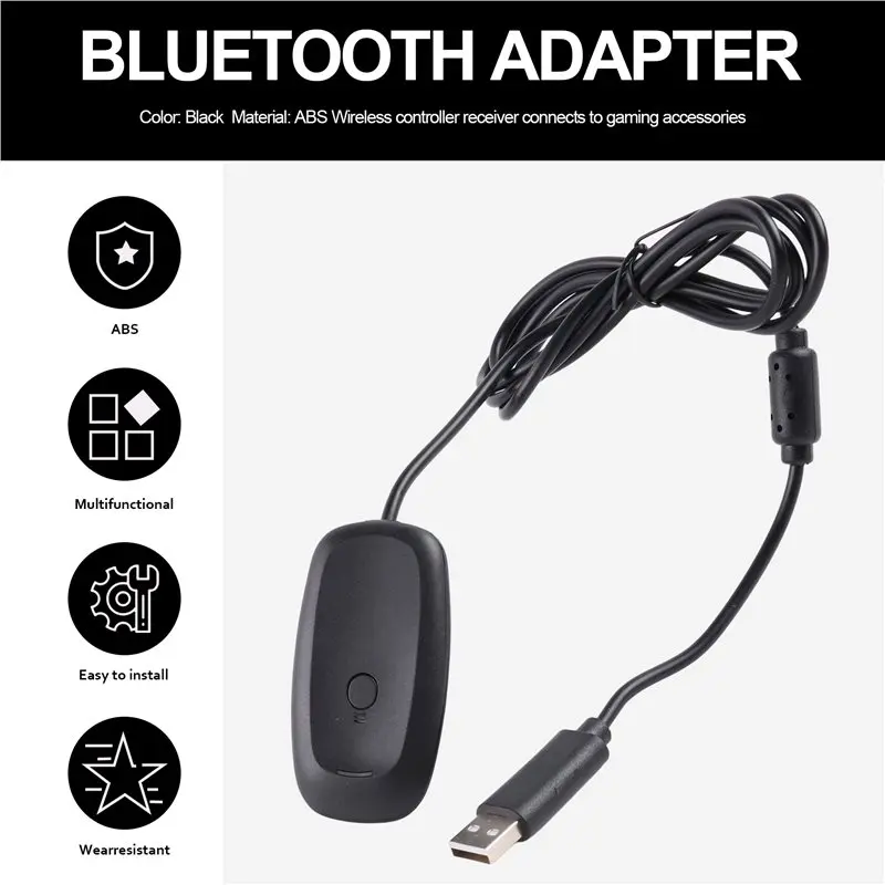 360 무선 게임패드 송신기용 ABJF-USB 블루투스 어댑터, 마이크로소프트 Xbox360 컨트롤러용 PC Win7/8/10 지원