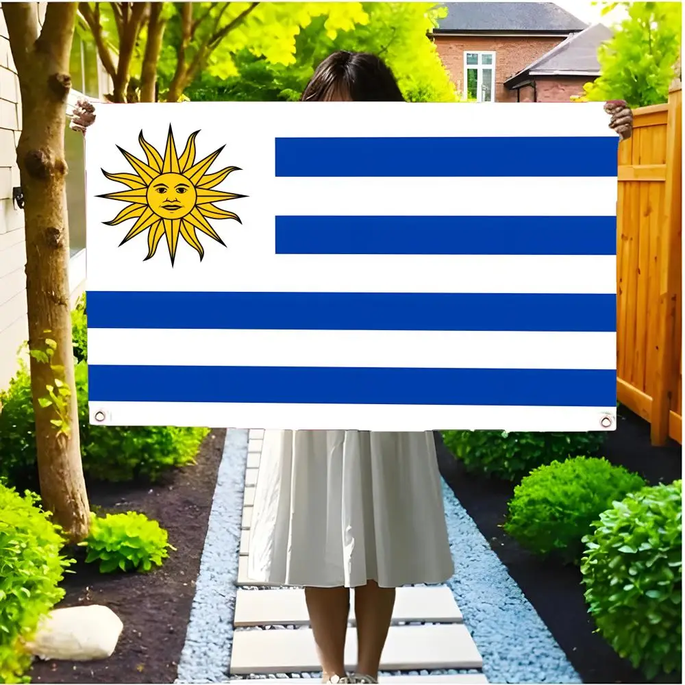 World Cup National Flag Uruguay Flags Edgeless four-ring hanging decor indoor outdoor compatible easy for hanging display