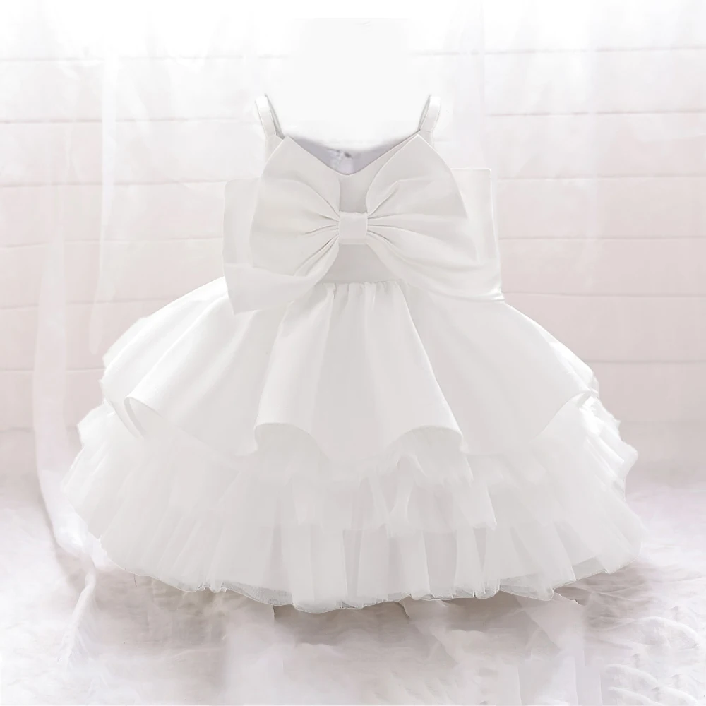 Big Bow Baby Girls Princess Dress Toddler Elegant White 1st Birthday Party  Wedding Bridemaid Tulle Dresses for Girl Baptism Gown - AliExpress 1501
