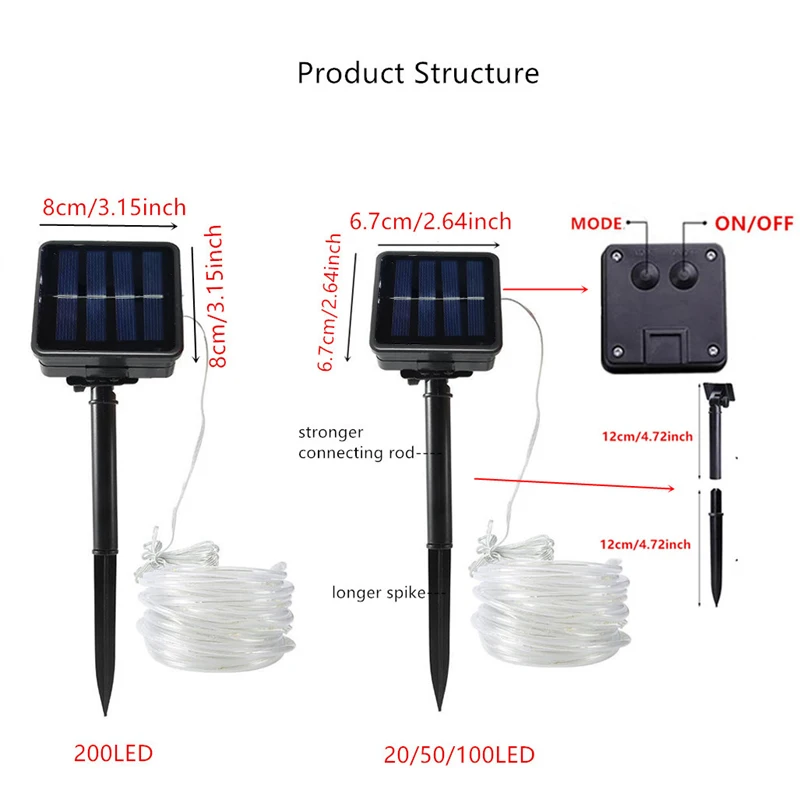 รูปสินค้า LED String Light กันน้ำ ตกแต่งสวน ใช้พลังงานแสงอาทิตย์