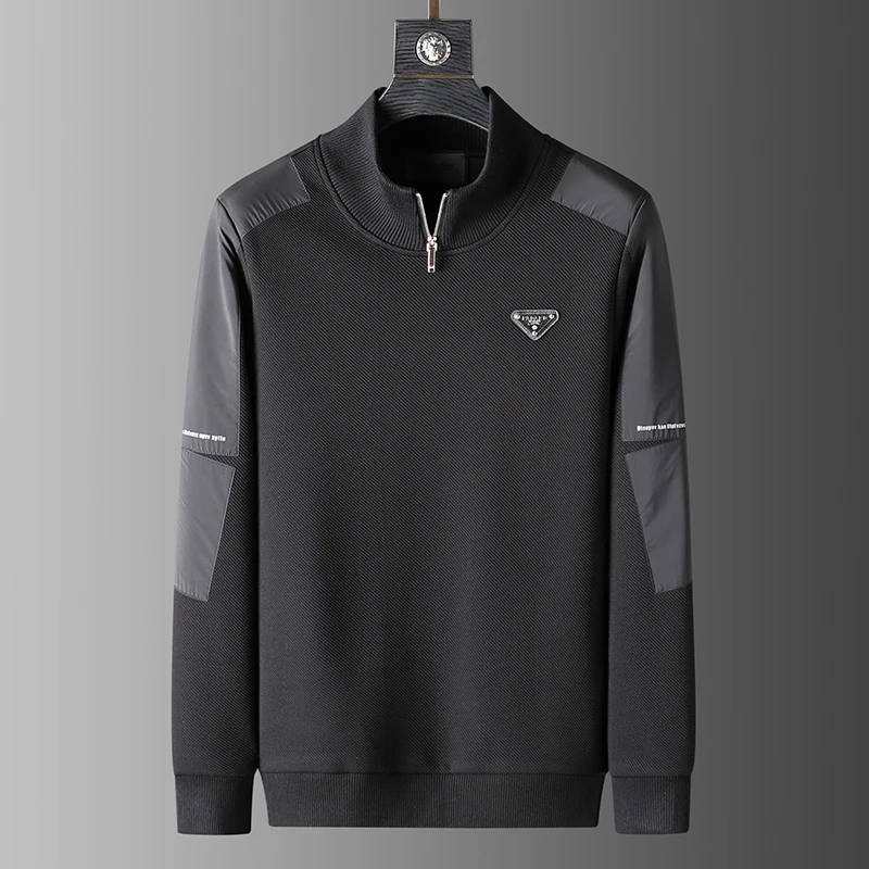 

JSBD Красивая Базовая рубашка на молнии с длинным рукавом и воротником-стойкой, Удобная толстая Мужская Повседневная Толстовка