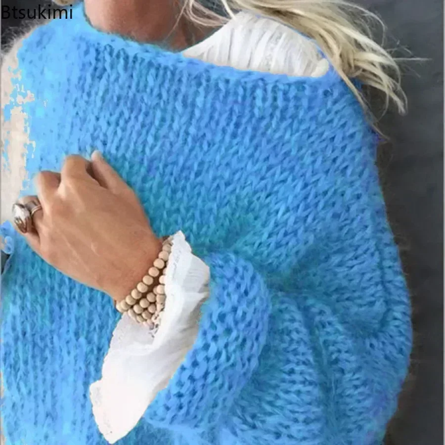 2025 Women's Lantern Long Sleeve Knitted Sweater Fluffy