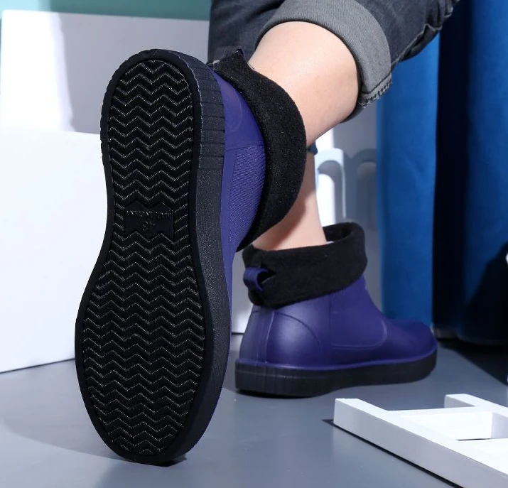 Men's Thick Platform PVC Rain Boots, Waterproof & Non-Slip, For Work & Students_voghion.com