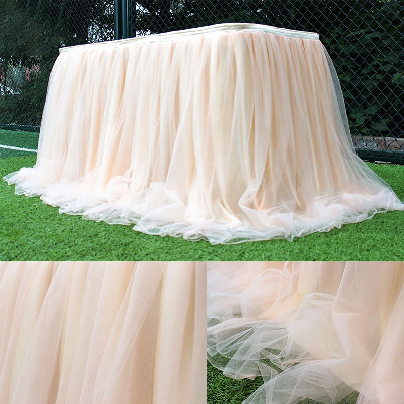 100x80cm Table Skirts Birthday Tulle Table Skirting Wedding Party Tutu Tulle Cloth Baby Shower Wedding Party Home Decor
