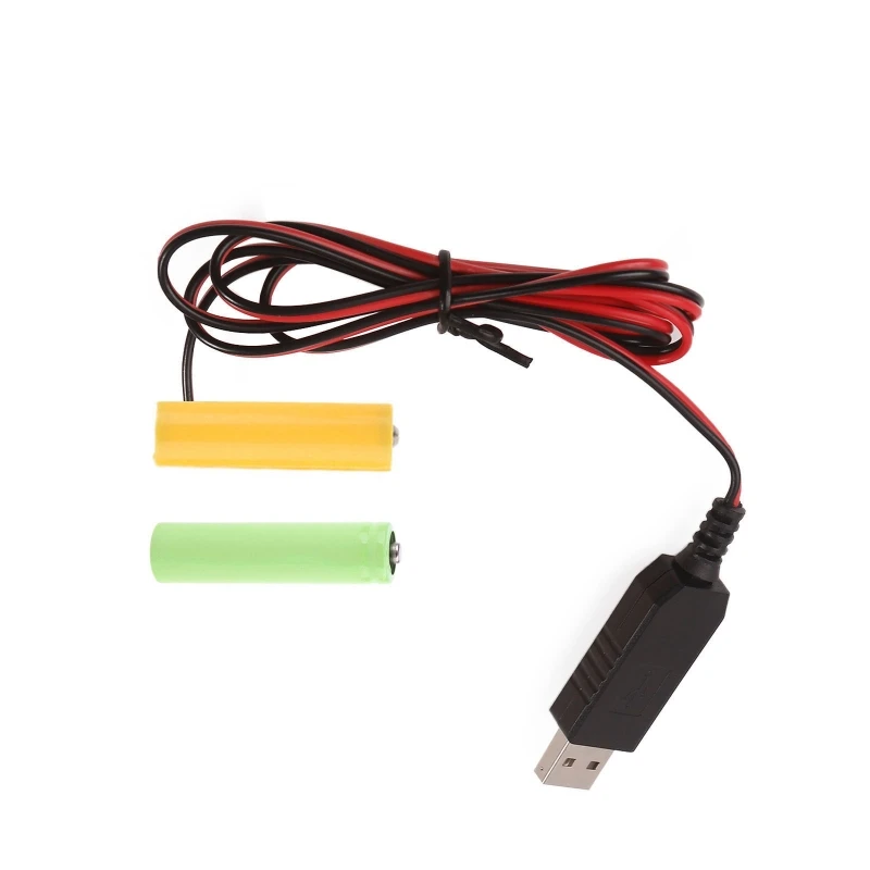 

USB to 3V Power Supply for 2x 1.5V LR6 AA Dummy Battery Power Supply Cable for Remote Control Led Lights Toy P9JB