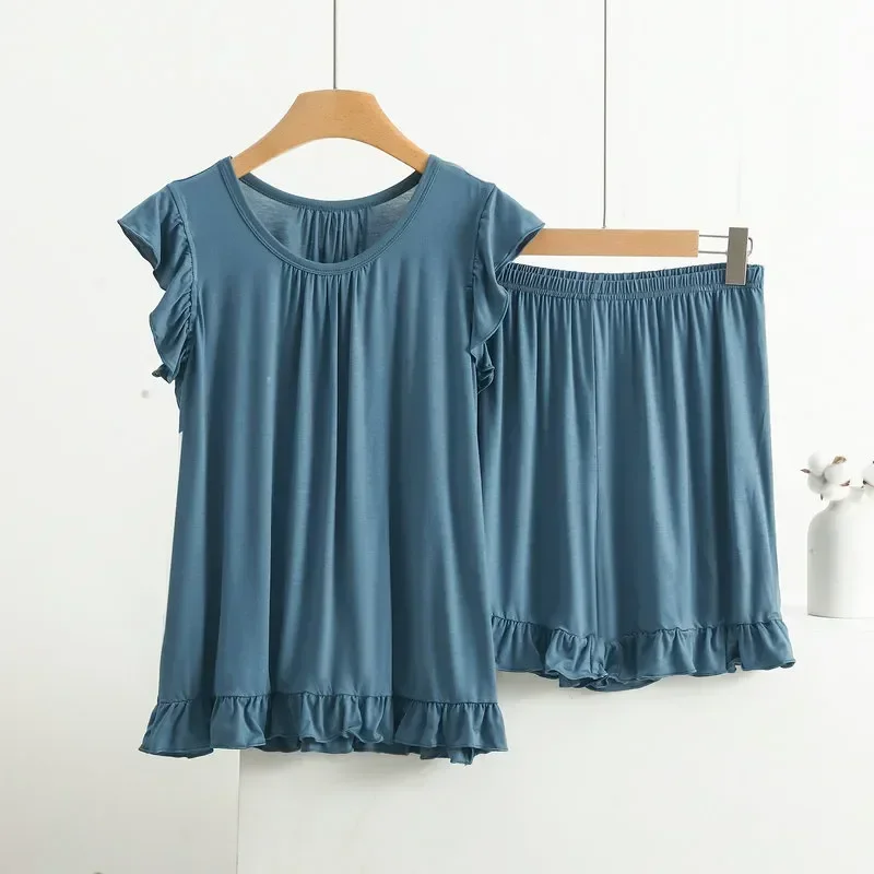 

Пижама летняя Новинка женские топы модал плюс шорты без рукавов для размера одежда для сна Пижамный костюм женская пижама комплект ночной одежды