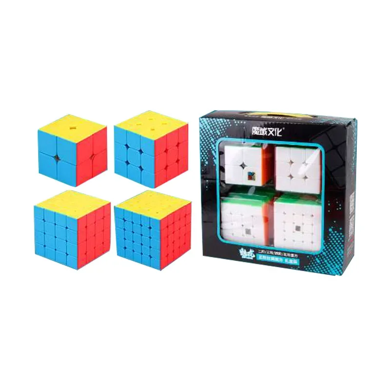 [ECube] Moyu Meilong Pacote Conjunto Presente Mágico Carbono Cubing Sala de Aula 4pcs Cubos de Embalagem Cubo de Velocidade Quebra-cabeça Brinquedos Educativos
