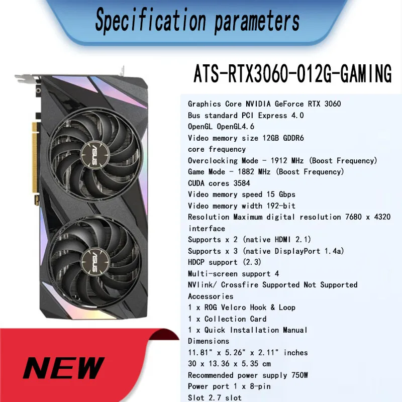 ASUS ATS RTX3060 O12G GAMING /ASUS DUAL RTX3060 O12G V2การ์ดกราฟิกการ์ด ...