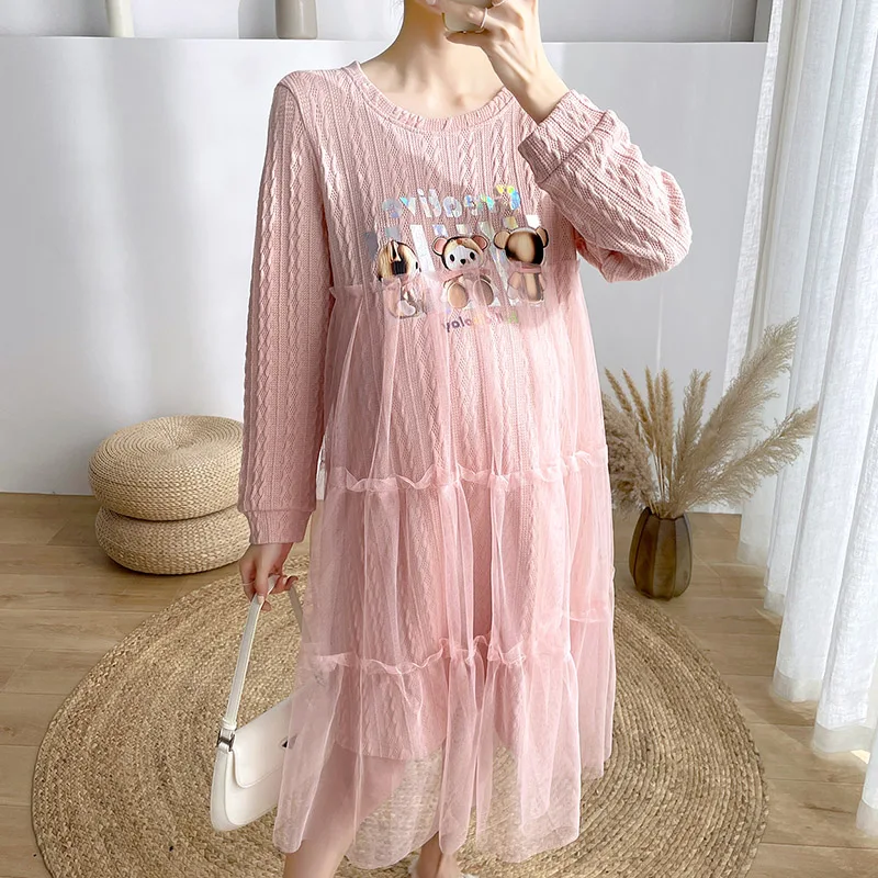 Зима 2022 милое свободное платье для беременных женское в стиле пэчворк с модным