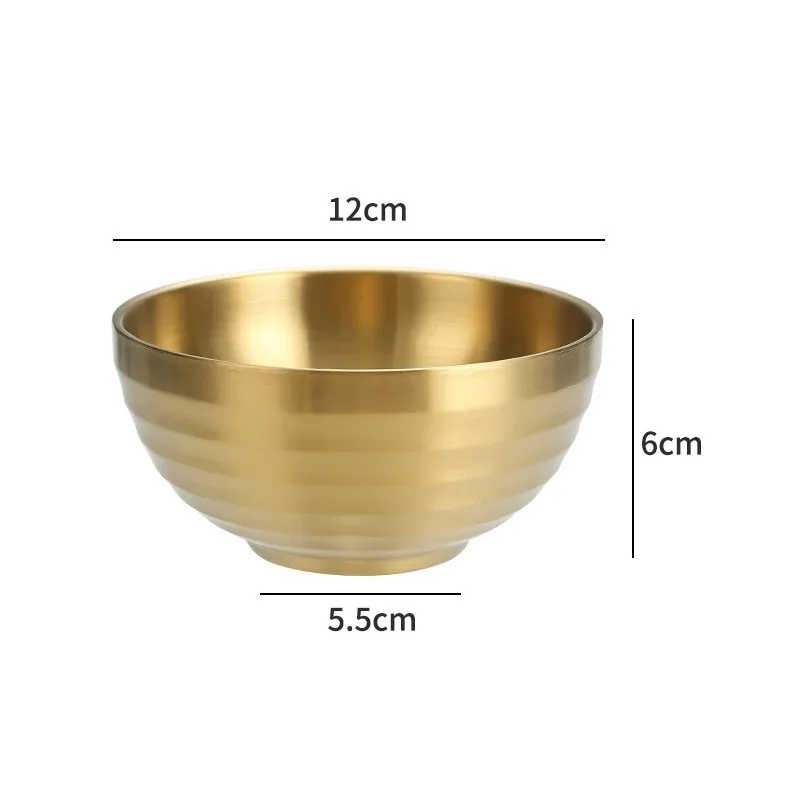 Stainless Steel Salad Rice Bowls Heat Insulation Anti-scald Ramen Soup Rice Noodle Bowl 12CM