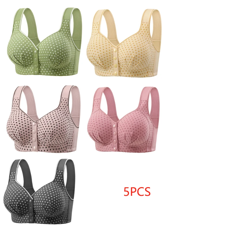 Women's One-piece Bra Fixed Cup Front Buckle Underwear Middle-aged Elderly Women Large-sized Bra Without Steel Rings Vest Bra 6