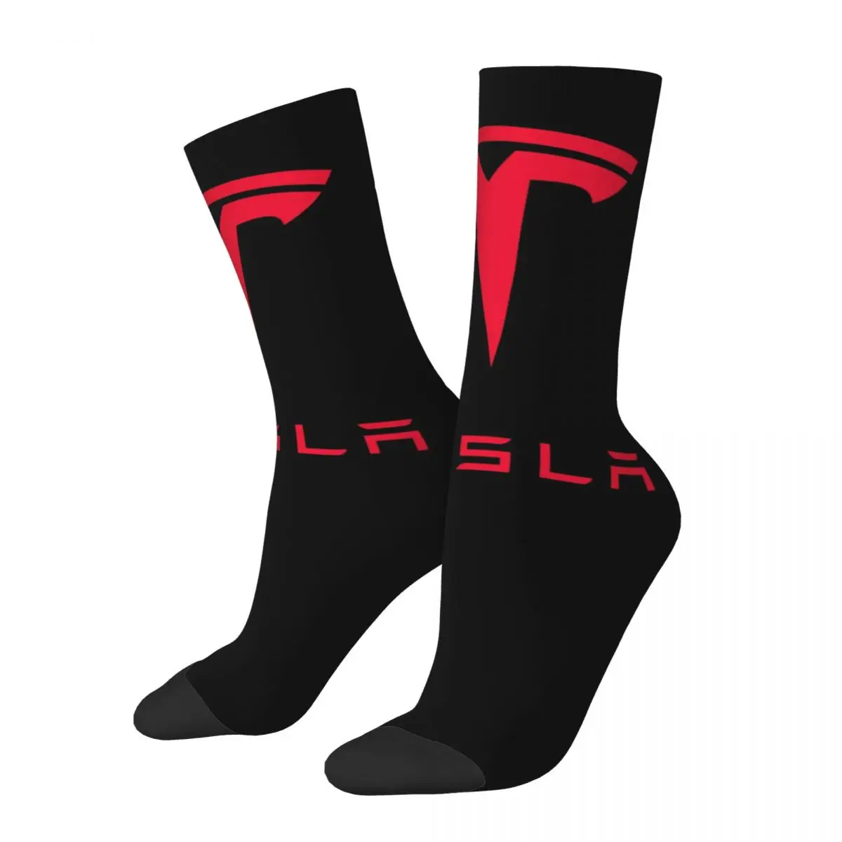 

Tesla Red Logo Theme Design Men Women Socks Windproof Novelty Spring Summer Autumn Winter Stockings Gift