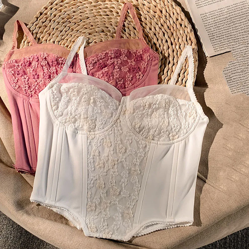 Dropship Lace Bustier And Corset Women Lingerie Flower Embroidery