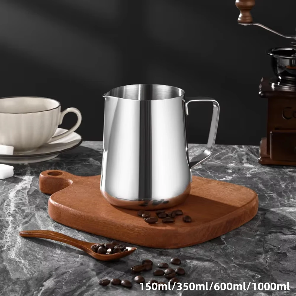 100/350/600/1000ml Coffee Milk Frothing Jug Latte Art Milk Frother Pitcher Stainless Steel Measurement Mug Coffee Accessories milk frother jug milk frothing jug