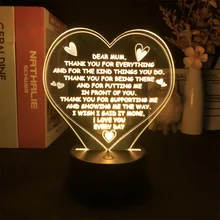 

Heart 3d Led Night Light for Mom Bedroom Decor Color Changing USB Bedside Table Lamp Birthday Gift for Mother Mother's Day Gifts