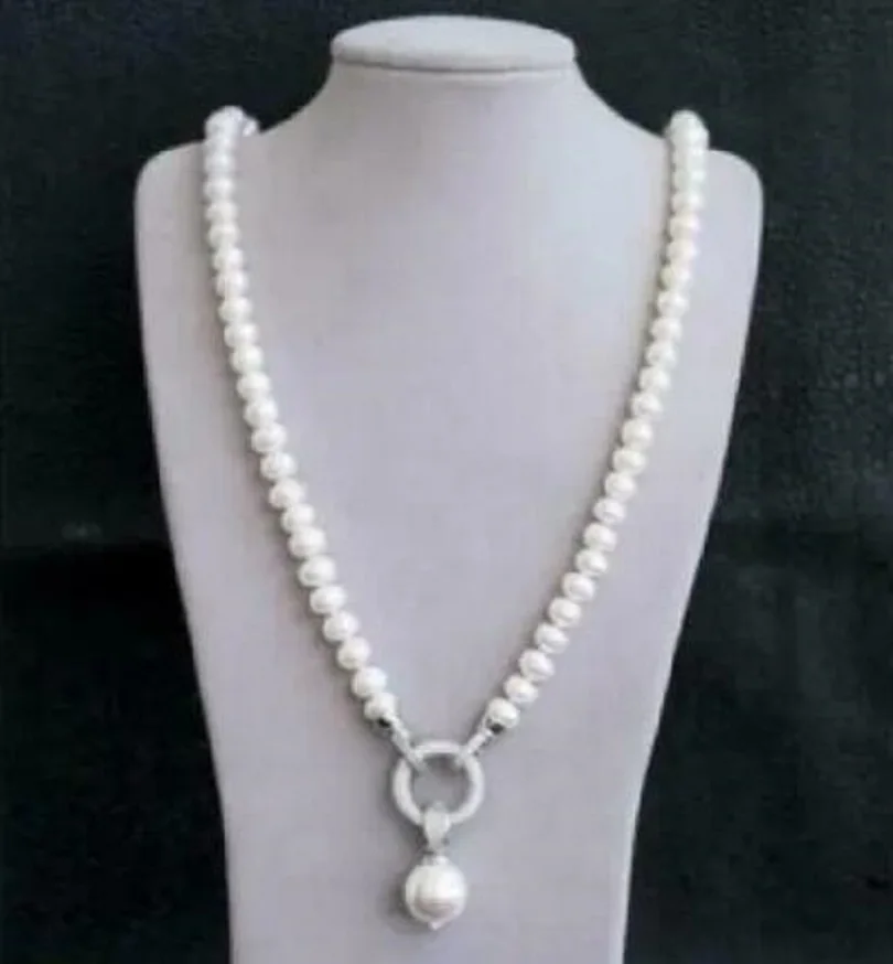 

Perfect AAA 8-10mm Natural Round south sea White Pearl Necklace 18"