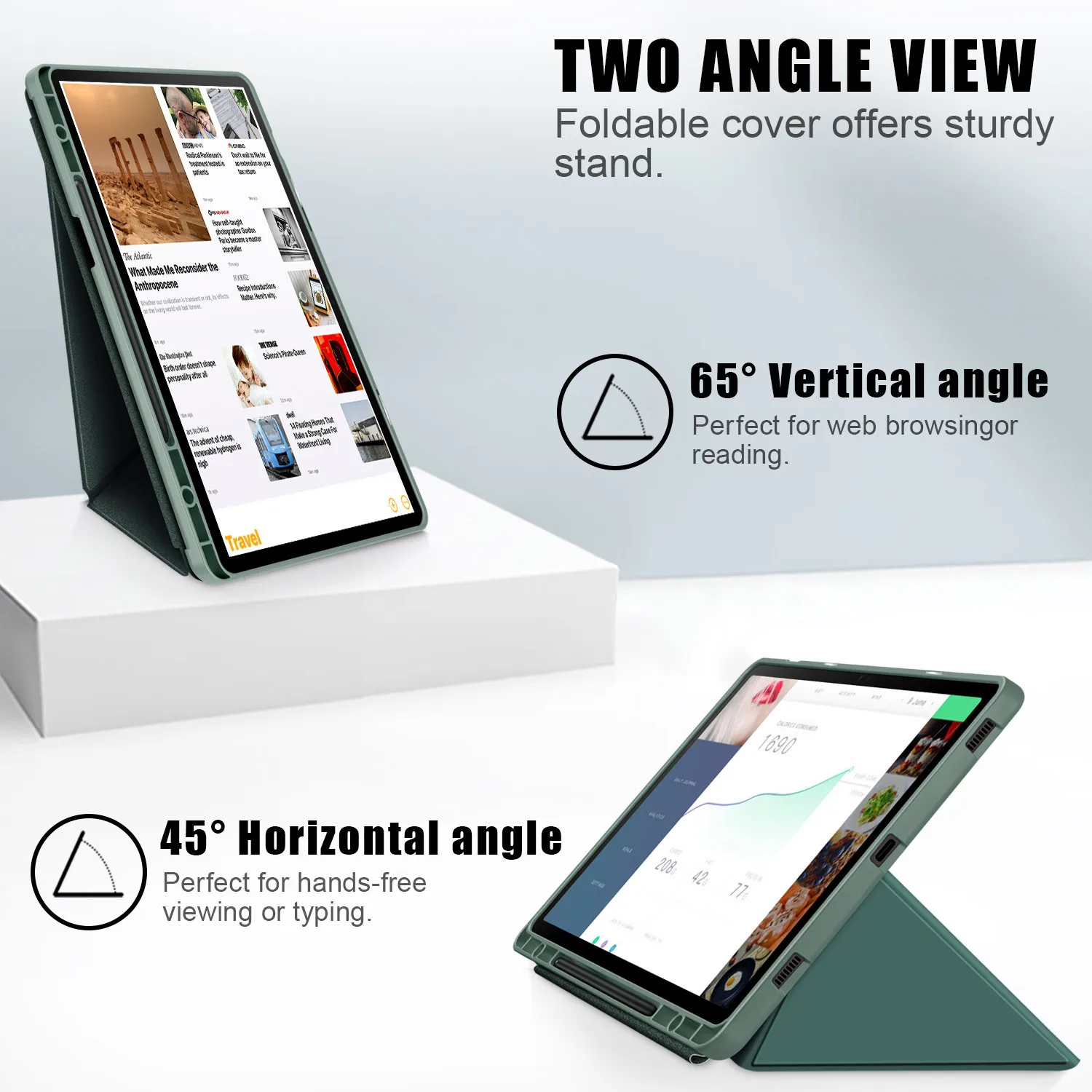 Premium TPU Foldable Stand Case with Pencil Holder for Samsung Galaxy Tablets