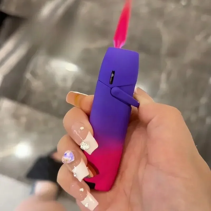

Fashionable Pink Flame Inflatable Lighter Creative Outdoor Windproof Pink Flame Jet Butane Gas Lighter Gift (No Gas)