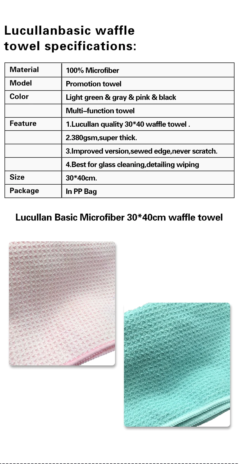 Lucullan Magic Power Super Absorbancy Waffelgewebe Tuch 30X40CM 380GSM Mikrofaserhandtücher für Glasfarbe und Innenräume – Detail 5