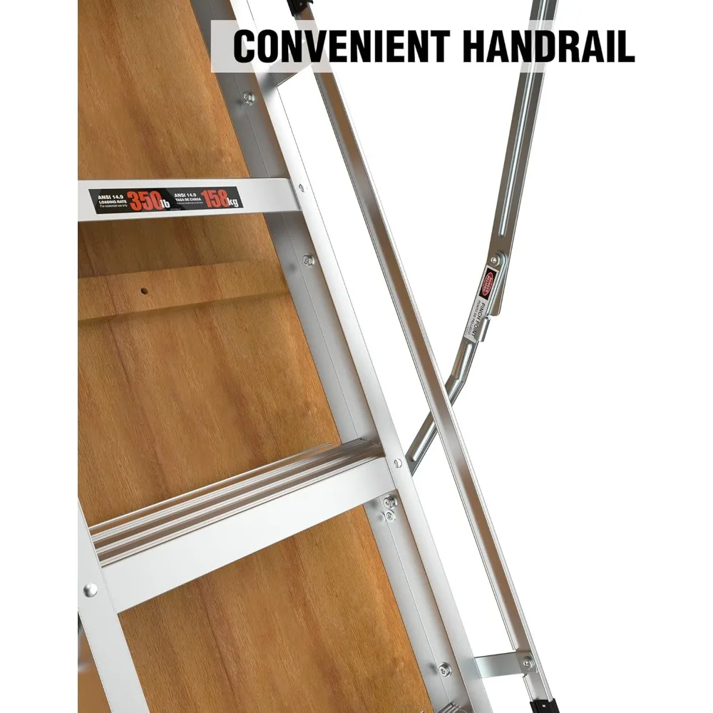 Aluminum Attic Ladder - Lightweight and Portable, 375-pound Capacity Convenient Access to Your Attic Fits 7'8"-10'3" Ceiling 6