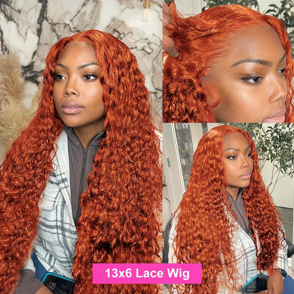 

Ondinay 13x4 13x6 оранжевый имбирный HD прозрачный глубокий волнистый фронтальный парик из человеческих волос 32 40 дюймов 13x4 кружевные передние парики для женщин