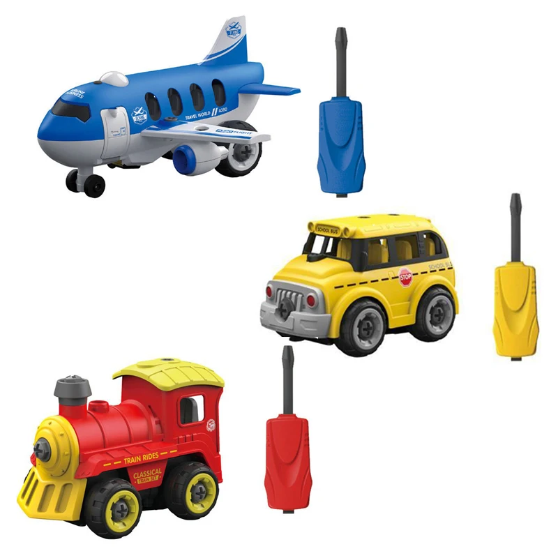 Screw Vehicle Toys DIY Train Kids Assembly Toy Detachable Assembly Plane Screw Parent-child Interactive Educational Plane Toy