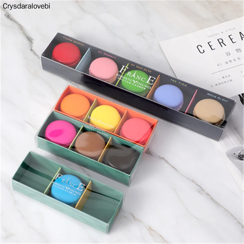10Pcs Macaron Packaging Box French Biscuit Candy Carton Window Open Pet Transparent 3/5/6 Grain Baking Drawer Type Gift Box