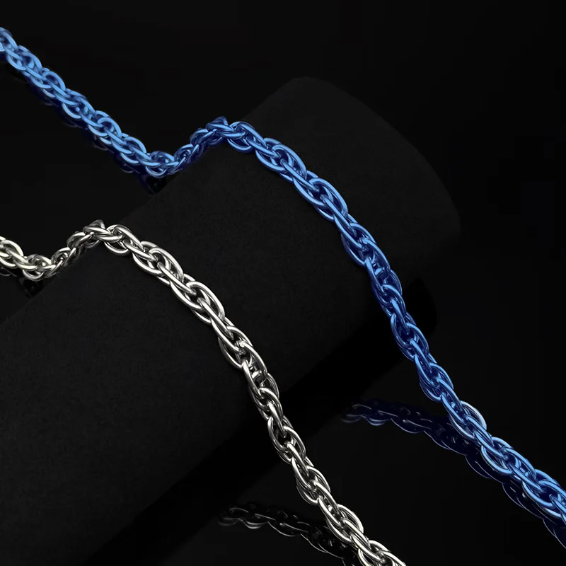New 7mm TA1 Pure Titanium Twist Chain Necklace Fashion Anti-Allergy Skin Friendly No Rust Men Women Titanium Chains Necklaces