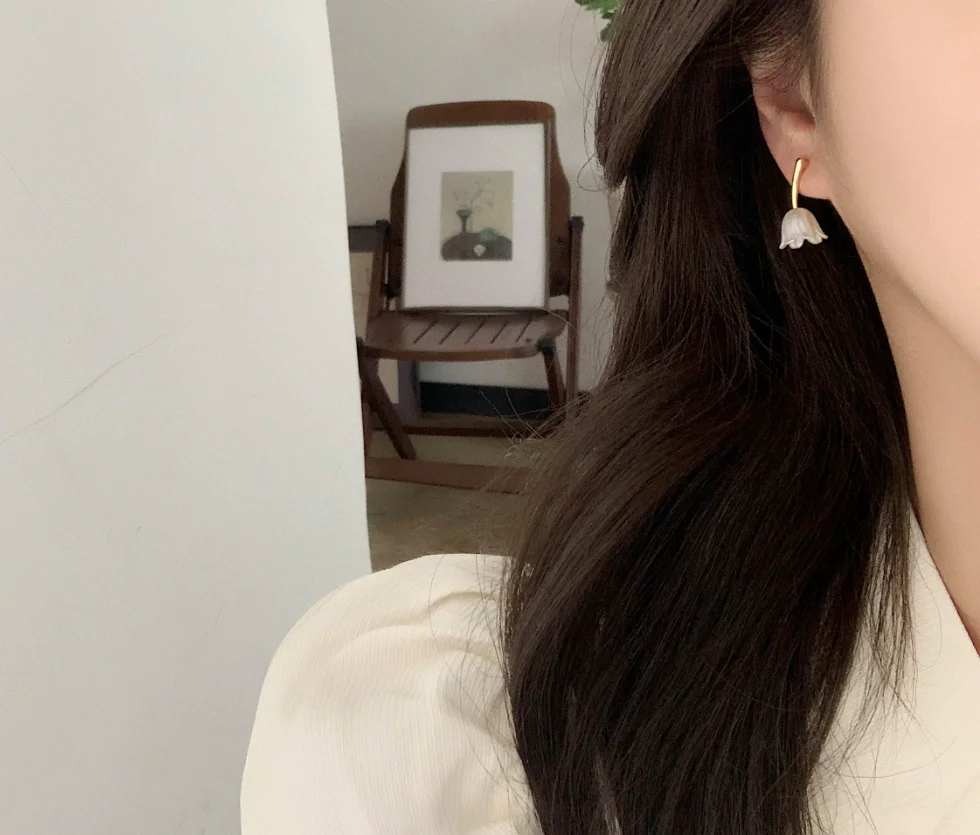 2023 new Tulip 925 silver needle flower mini Artificial pearl alloy Earrings for women Fashion Jewelry