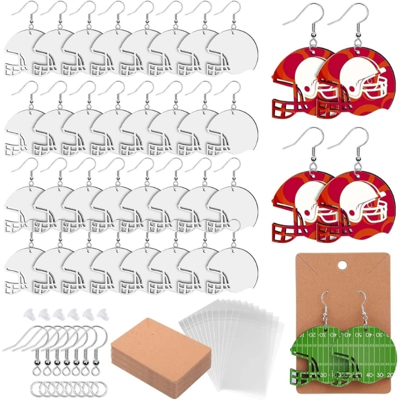 

Y4QE 50 Pcs Studs Earrings DIY Sublimation Jewelry Sport Ear Pendant for Daily Wear