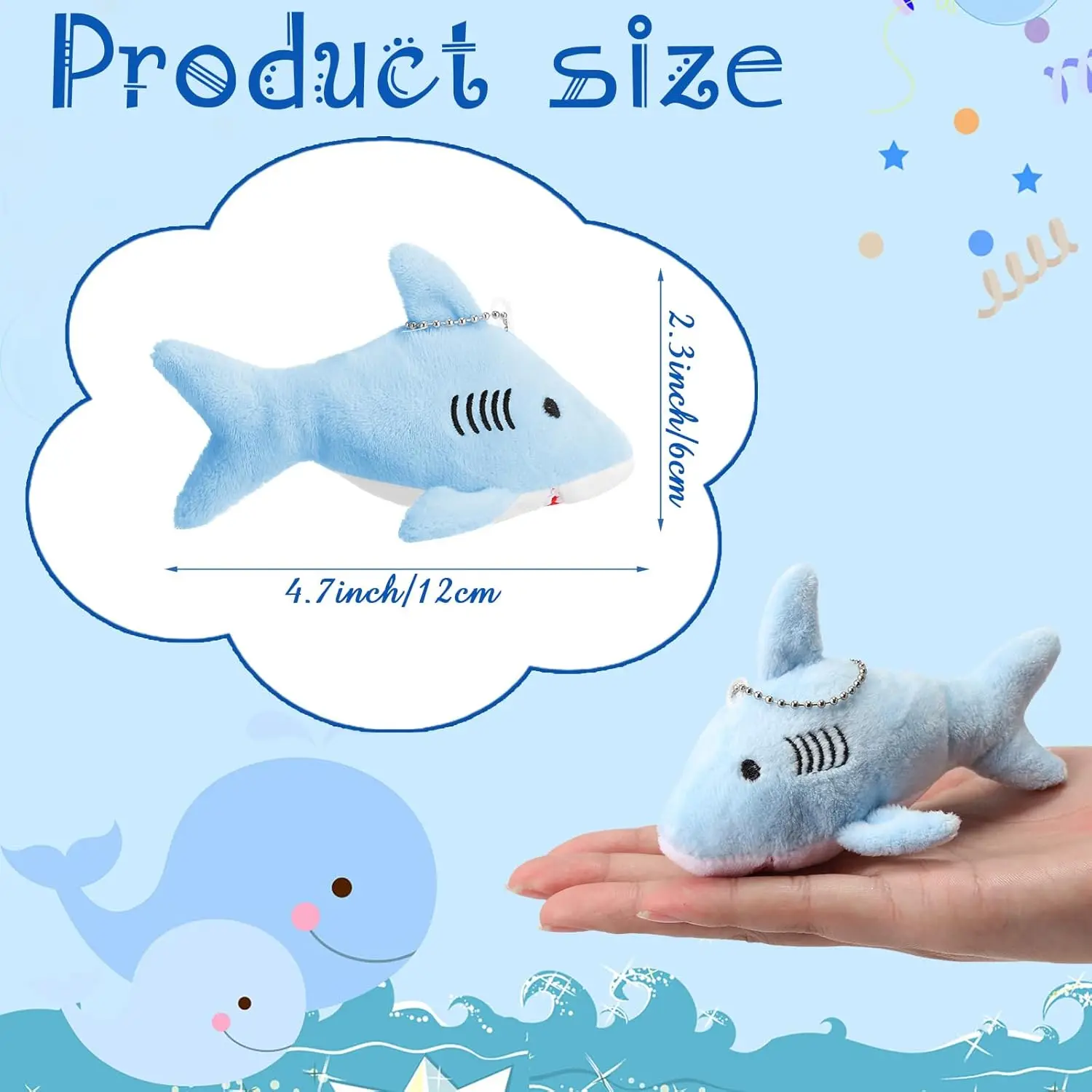 12-48Pcs Shark Plush Keychain Mini Stuffed Animal Shark