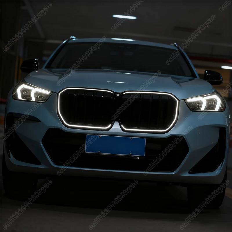 BMW X1 U11 U12 2023 2024 2025 자동차 전면 범퍼 이중 라인 조명 라디에이터 그릴 레이싱 워터 탱크 쉴드 바디 키트