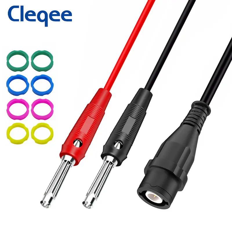 Cleqee P1203 BNC to Dual 4mm Stackable Banana Plug Test Lead Oscilloscope BNC Plug Coaxial Cable with Color Rings 500V/5A 120CM