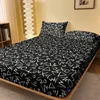 1 black background matte bed sheet with random patterns, bedroom printed bed cover, bedding (excluding pillowcases) 1