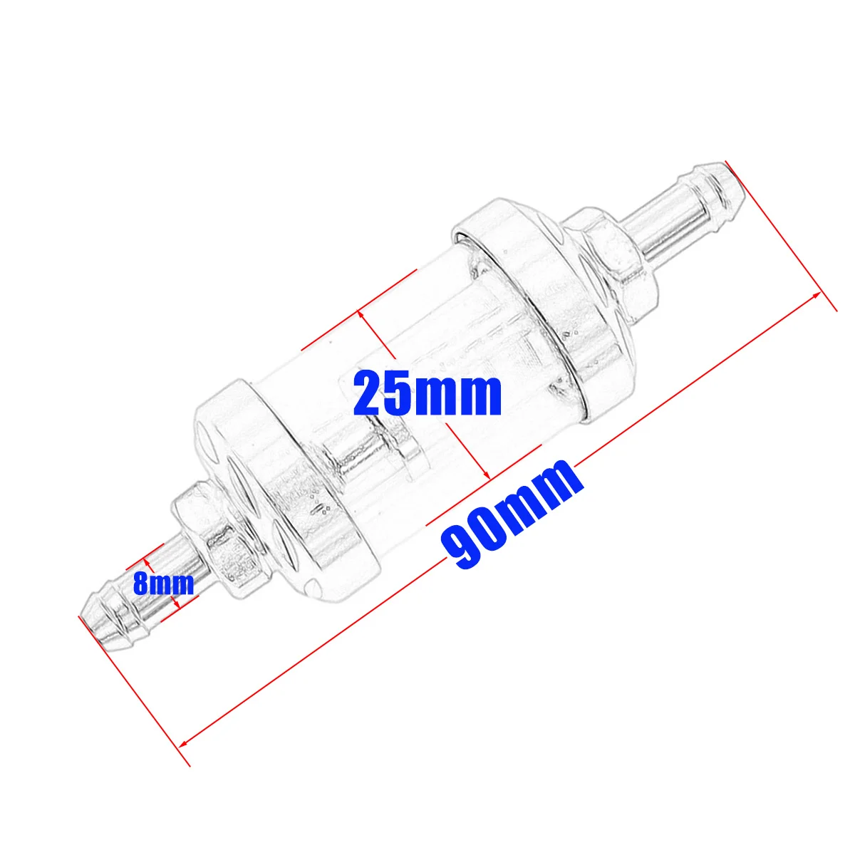 Universal Motorcycle Fuel Filter 8mm Engine Inline Carb CNC Gasoline Fuel Gas Filter Motor Oil Filters Off Road ATV Accessories