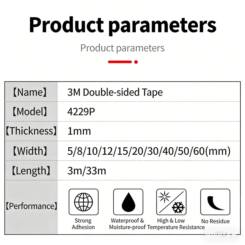 3M 4229P Doppelseitiges Klebeband VHB Starkes Spurloses Wasserdichtes Dickes Automobil-Dekorations- und Befestigungs-Schaumklebeband für Hohe Temperaturen – Detail 14