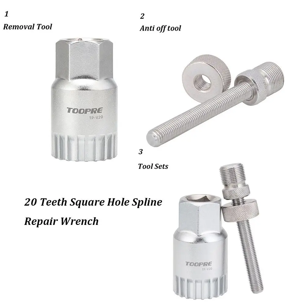 Bicycle Bottom Bracket Remover 20 Teeth Square Hole Spline Repair Wrench Mountain Road Bike Spanner Wheel Puller Removal Tools