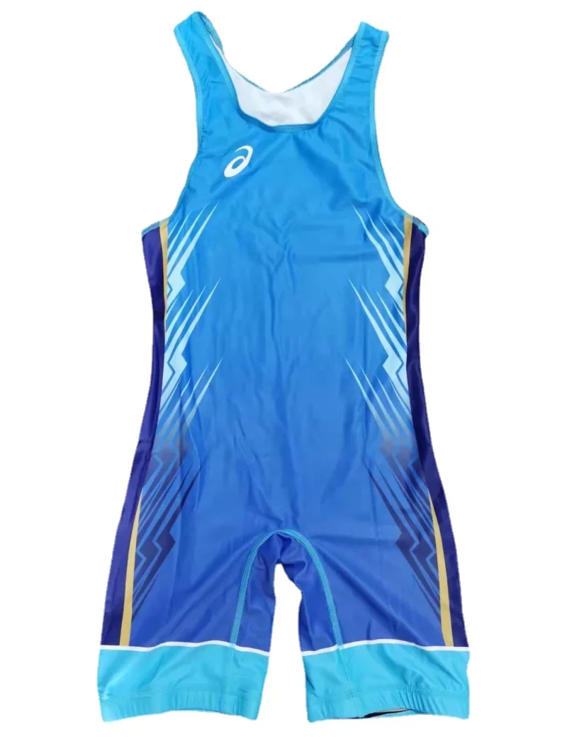 Tight Training Suit Print Wrestling Suit Freestyle Competition Training One-piece Wrestling Children Adult High Stretch men