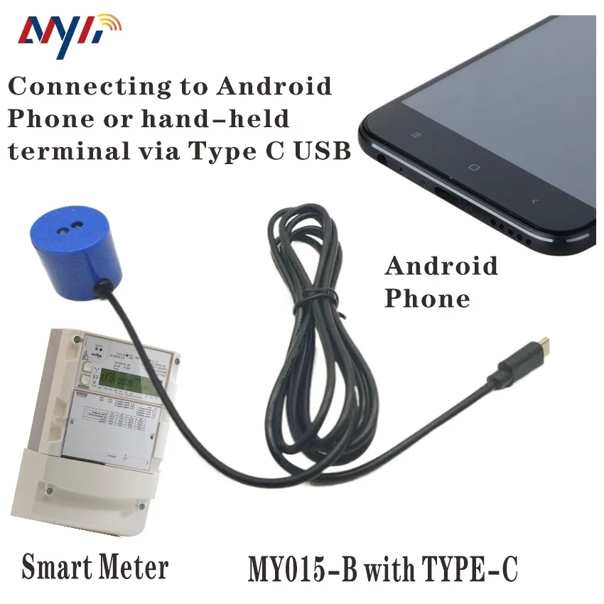 TYPE-C USB2.0 TO Near Infrared IEC1107 IEC62056-21 DLMS Optical Sensor Connect to Android Phone Read KWH METER GAS SMART METER 5