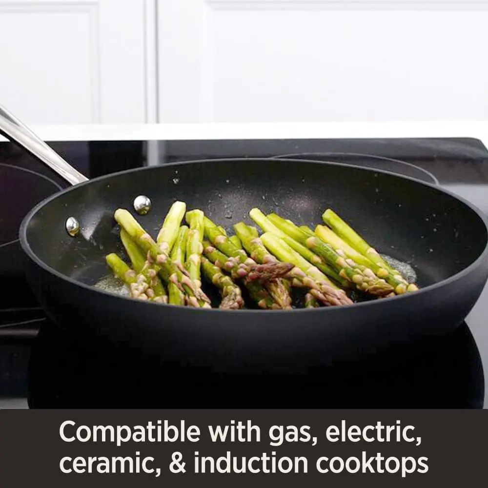 HA1 Hard Anodized Non Stick Fry Pan Set 3 Piece, 8, 10, 12 Inch, Induction, Oven Broiler Safe 500F, Lid Safe 350F, Skil 4