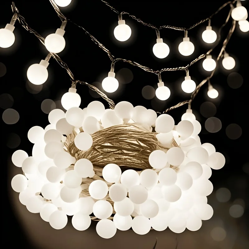 Small White Ball String Lights 10/20/40/80/100LED USB/ Battery-powered Wreath Bedroom Wedding Camping Tent Christmas Decoration