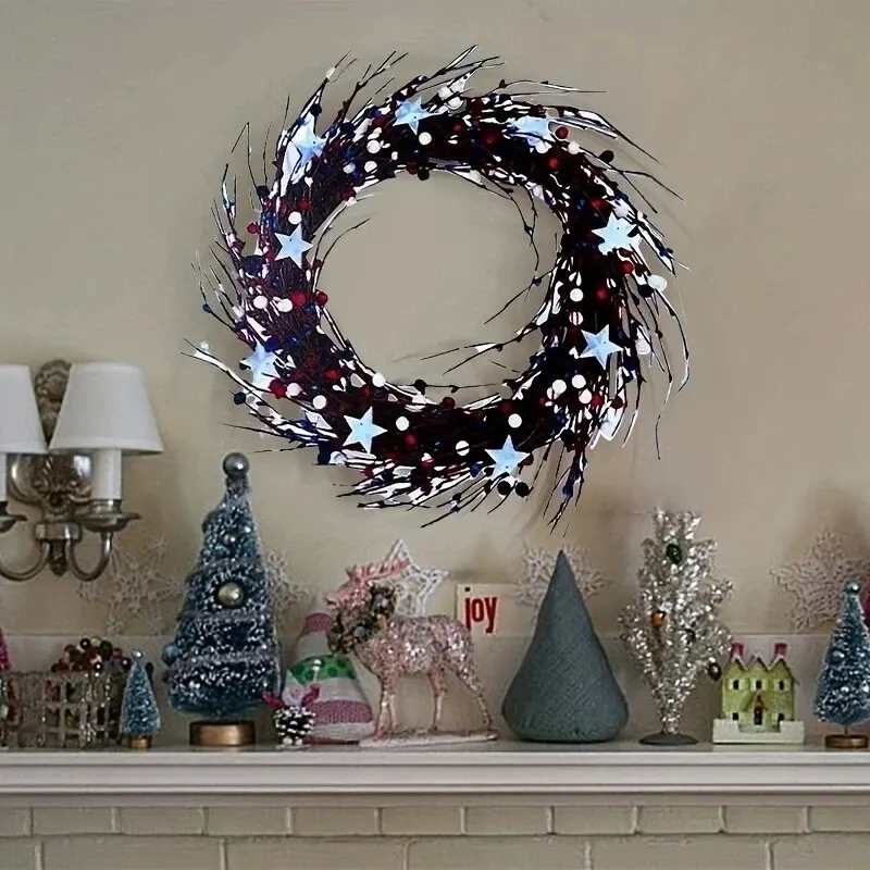 Metal Door and Window Wreath 1pc 12 Inch Door Wreath Outdoor Year round Metal Colorful Flower Front Front Wall garden art decor