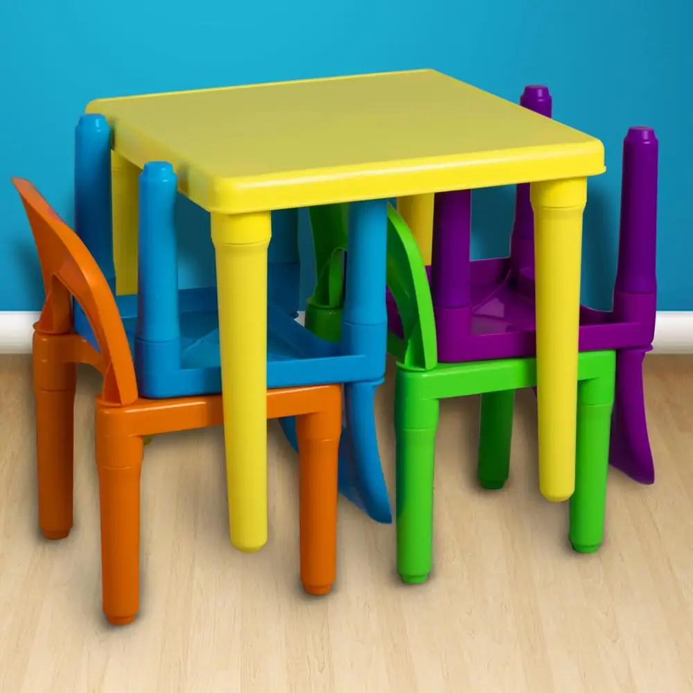 Kids Activity Table Chair Set Play Furniture Durable BPA Free Plastic Non Toxic Water Resistant Easy Assembly Educational Toy 5